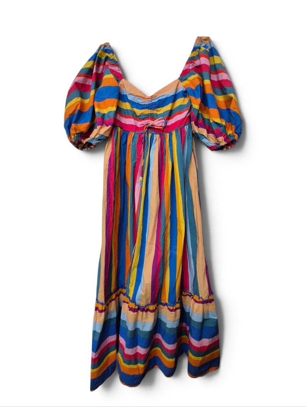 FARM Rio Striped Scarf Maxi Ruffled Dress XS - Picture 3 of 7
